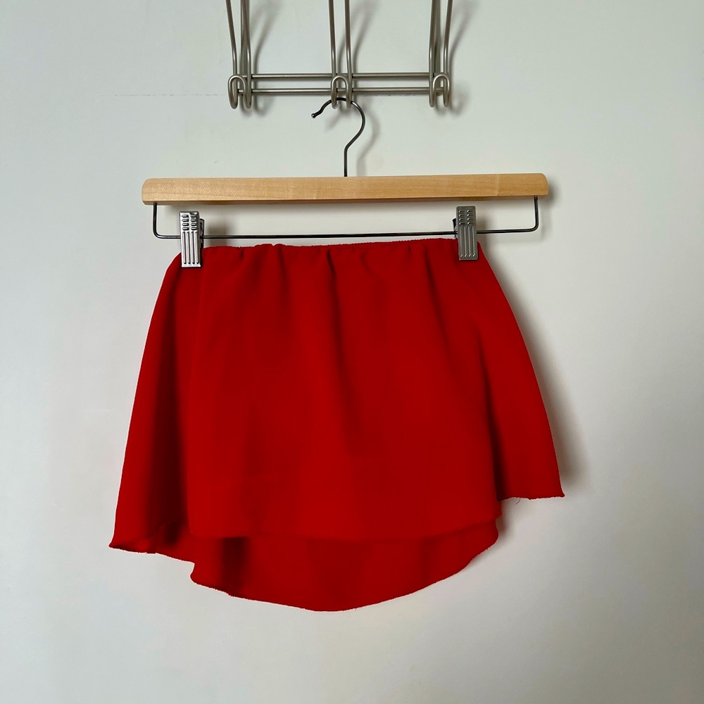 Red strapless cropped Aritzia top